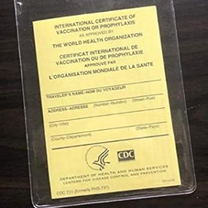 International Certificate of Vaccination with Vinyl Cover